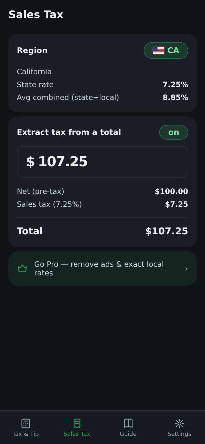 Reverse a tax-included price
